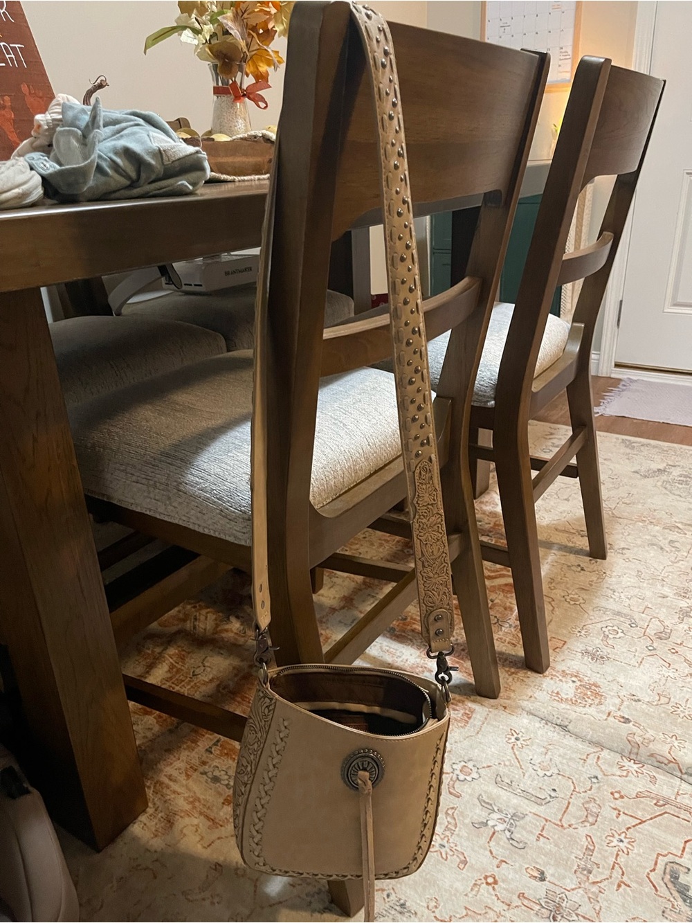 Montana West Taupe Crossbody with Studded Decorative Strap